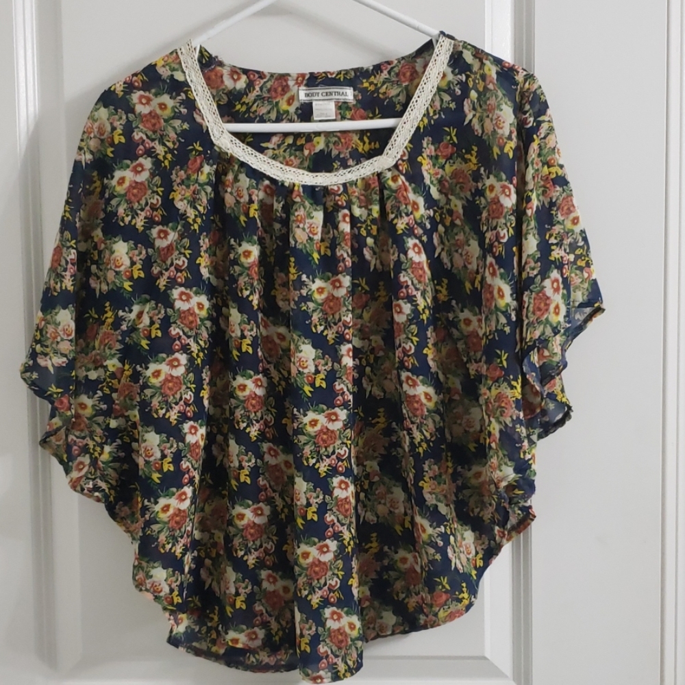 Blue floral blouse